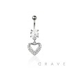 316L SURGICAL STEEL MULTI CZ HEART NON DANGLE BELLY BUTTON NAVEL RING 